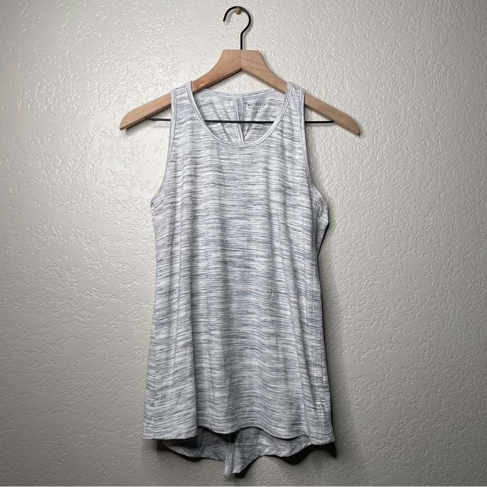 Athleta Essence Spacedye Tie Back Tank Gray Striped Women's Workout Tank Top - Picture 4 of 13